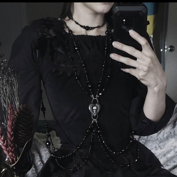 Accessories - Onix Beads Harness chestpiece La Mort layered necklace jewelry